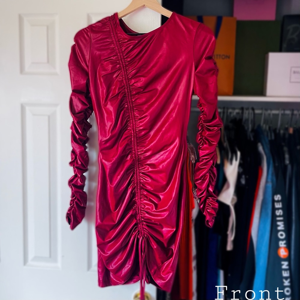 Red Ruched Mini Dress